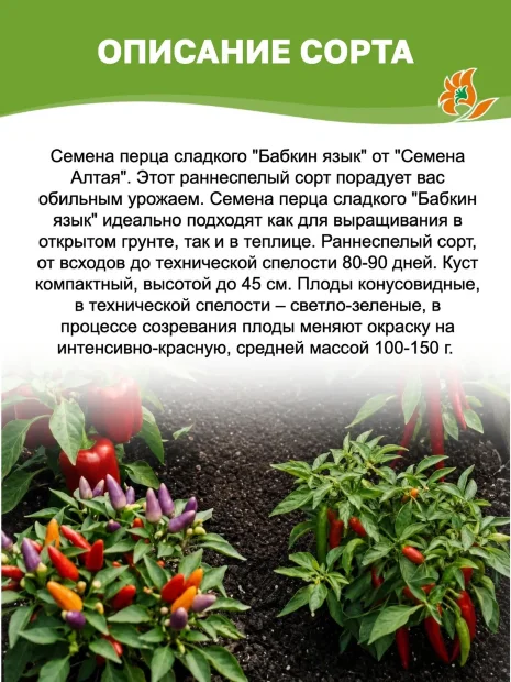 Перец сладкий Бабкин язык семена 